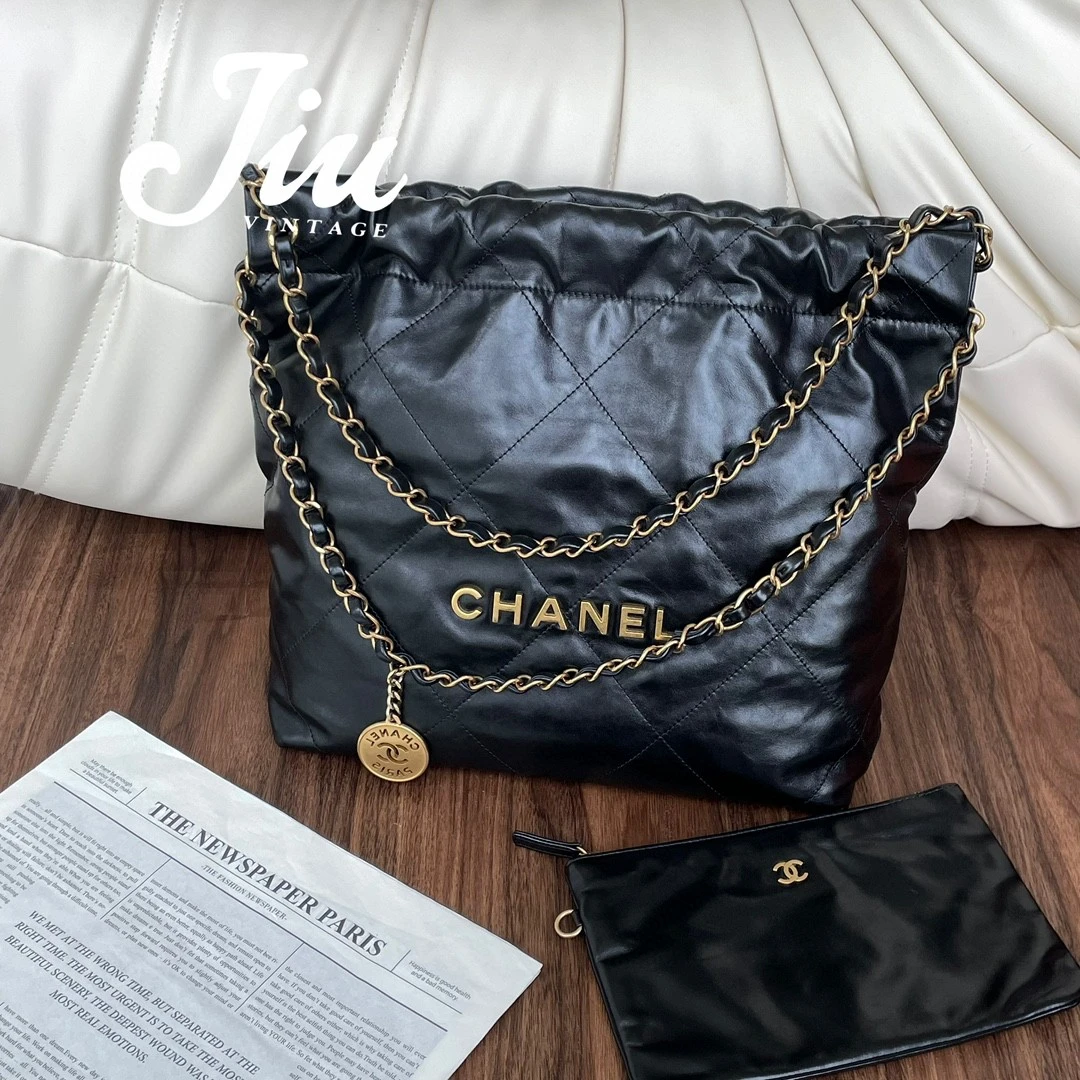 99新 Chanel/香奈儿 22bag小号黑金子袋 JM15-0063