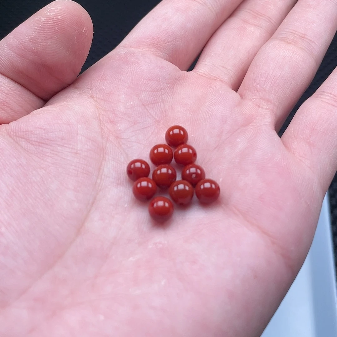 南红玛瑙6mm柿子红圆珠一组10颗未镶嵌