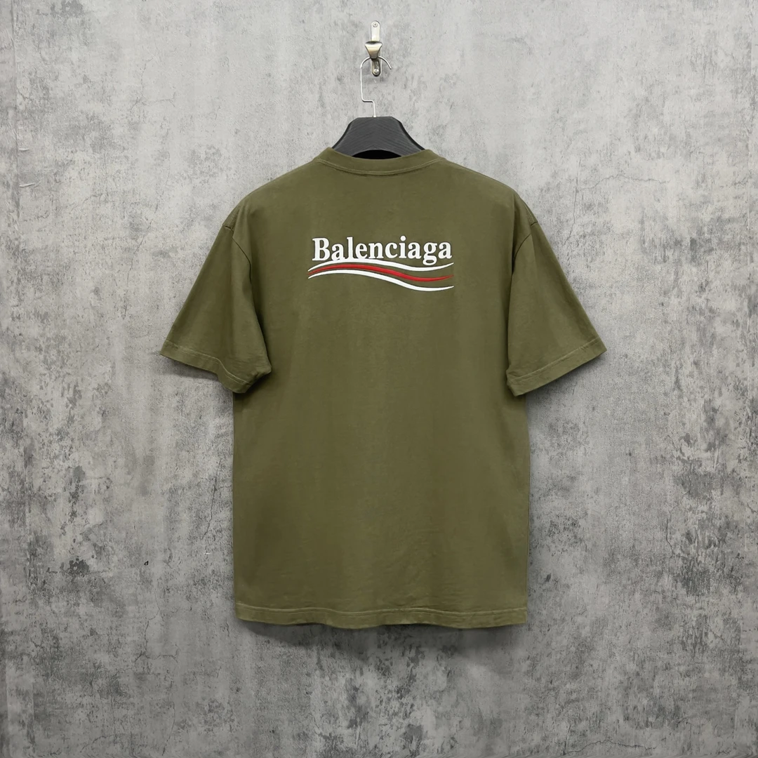 99新 Balenciaga/巴黎世家 刺绣Logo水洗做旧可乐短袖/ZK500/XXS