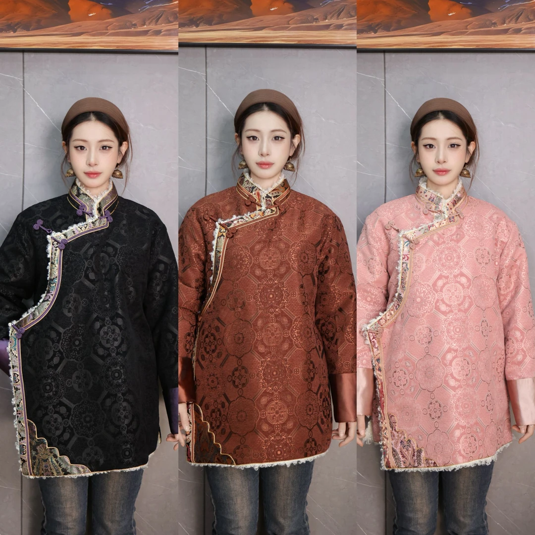 加厚冬款加毛外套雪尼尔加绒百搭显瘦气质民族风休闲藏服WT318