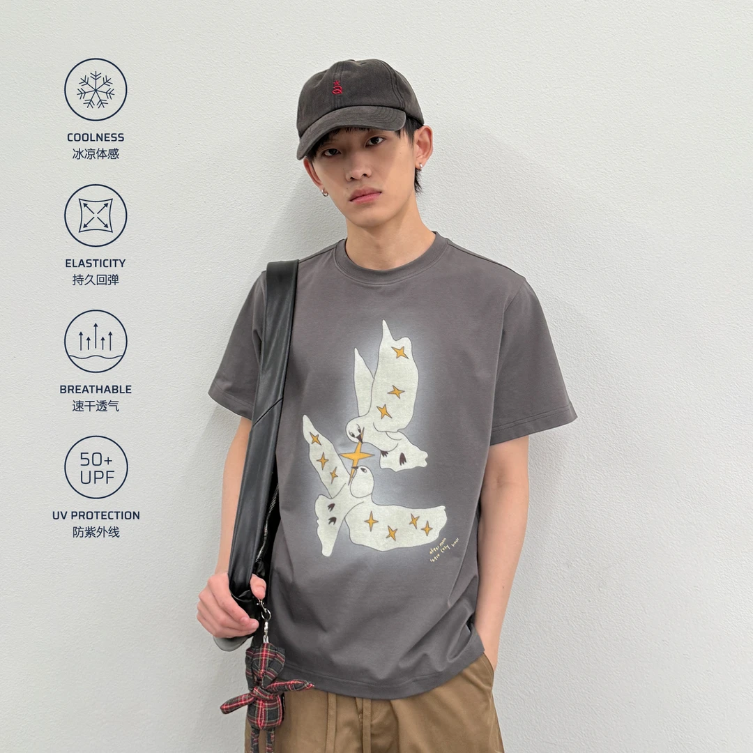 【达播专用】roaringwild a arch 炭灰色和平鸽子夏日短袖T恤