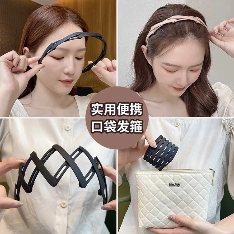 可折叠伸缩发箍女旅行便携带洗脸短发头箍高颅顶复古发箍