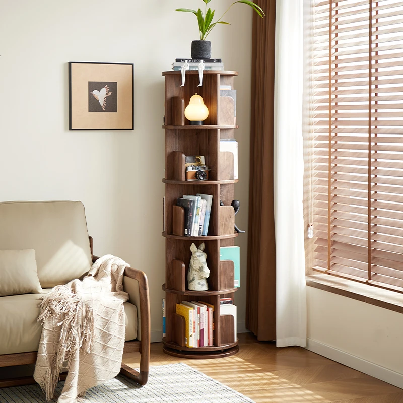 北美黑胡桃木旋转书架装饰架