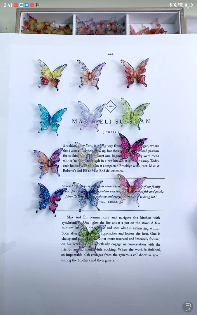 DIY饰品配饰 韩国胶树脂珠 美拉德色系 蝴蝶 通孔手作材料