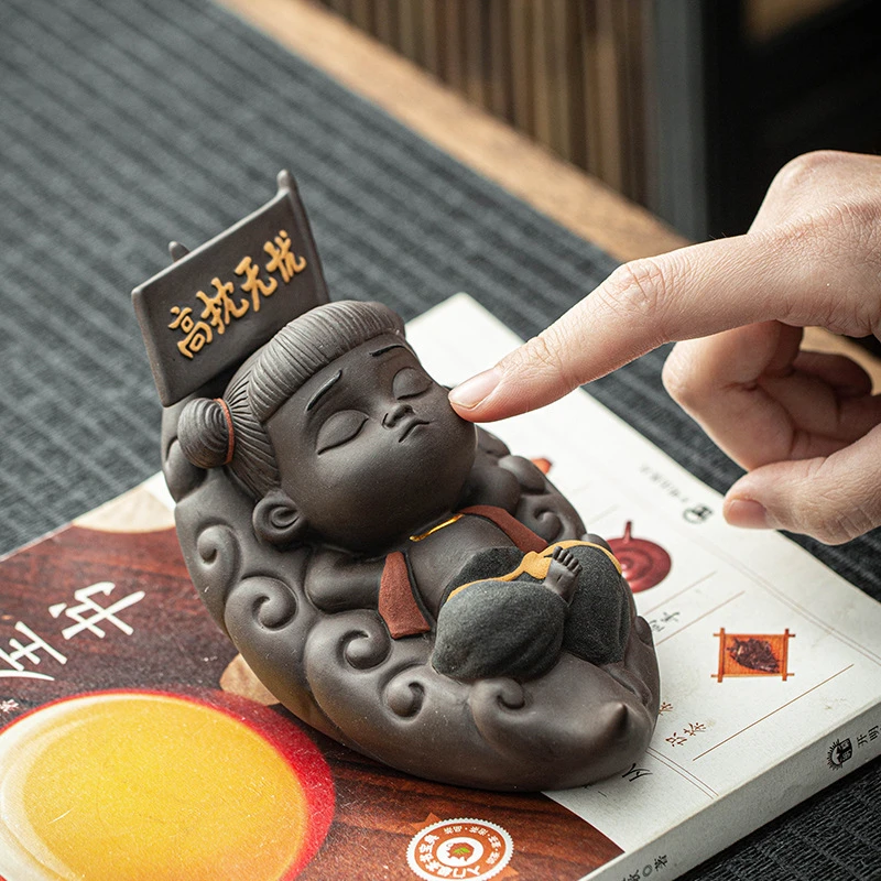 精品可养紫砂哪吒茶玩茶宠摆件个性创意茶盘配件家居装饰工艺品