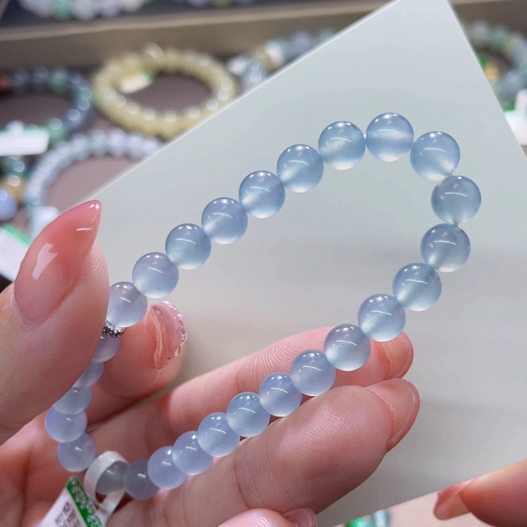 未镶嵌手链翡翠冰川蓝卡6.5