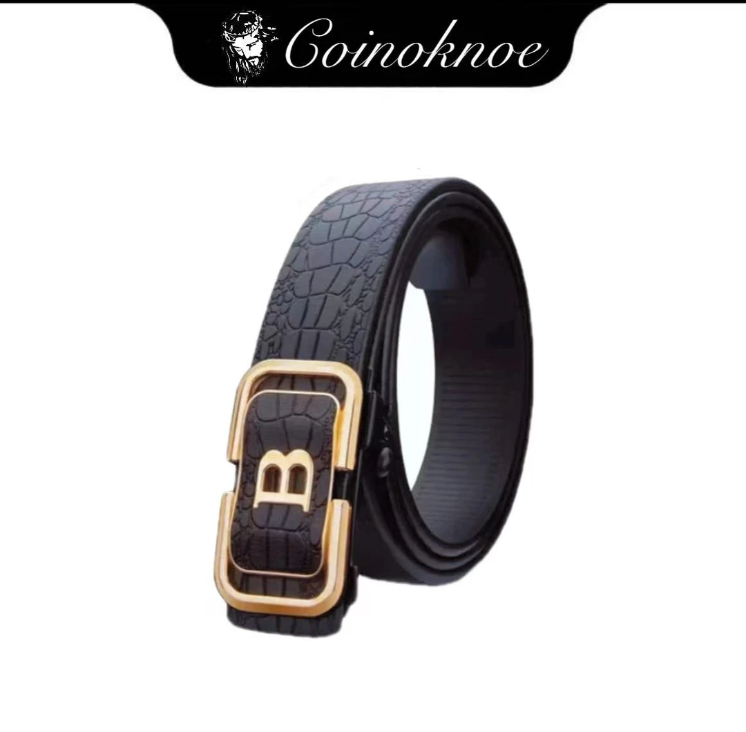 福利！【补贴中】男士皮带内扣自动扣款鳄鱼纹金色B商务百搭皮带HUAN