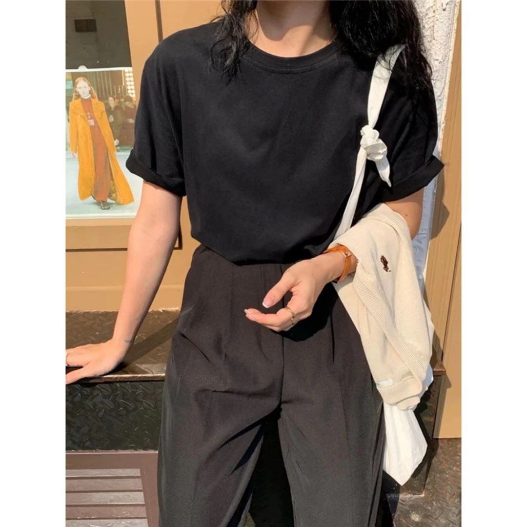 【极简主义】万年基础款内搭打底！ 棉质纯色白色短袖T恤B6613