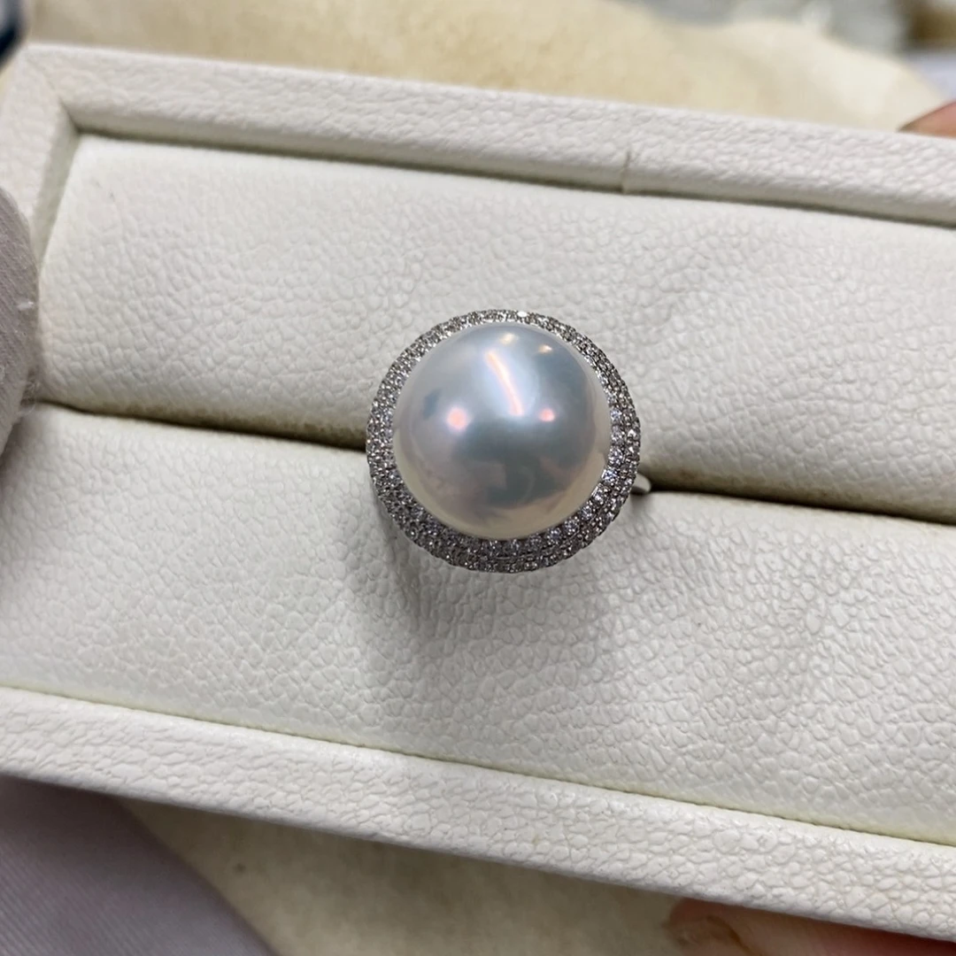 戒指银S925镶嵌淡水珍珠鉴赏邮费自理，1