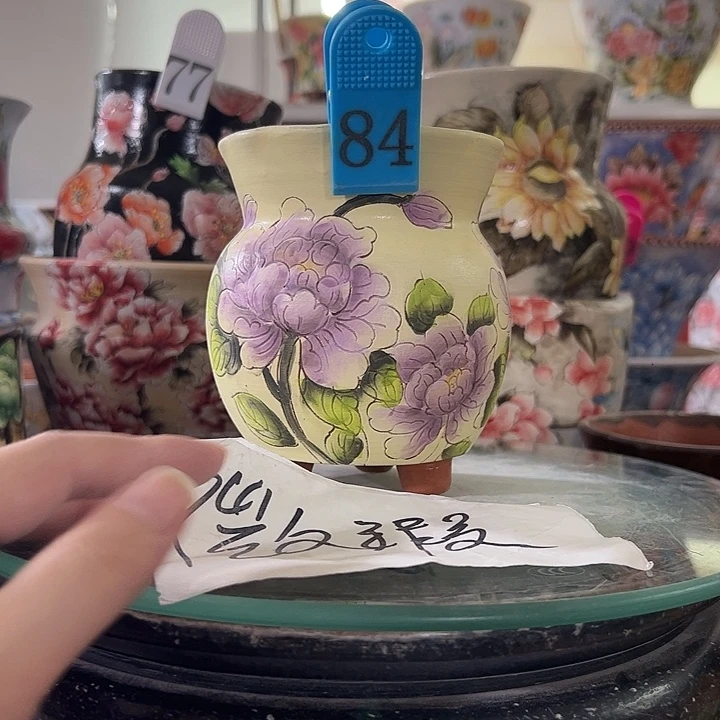 景德镇幸运花盆手绘韩式花盆
