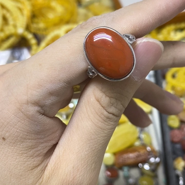 银S925镶嵌戒指南红玛瑙戒指