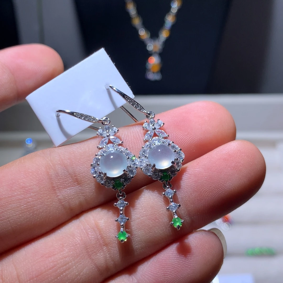 翡翠银S925镶嵌耳饰6