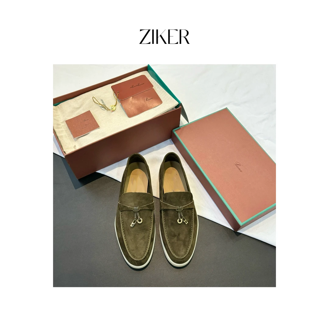 ZIKER丨黑色女鞋summerwalk麂皮乐福鞋百搭