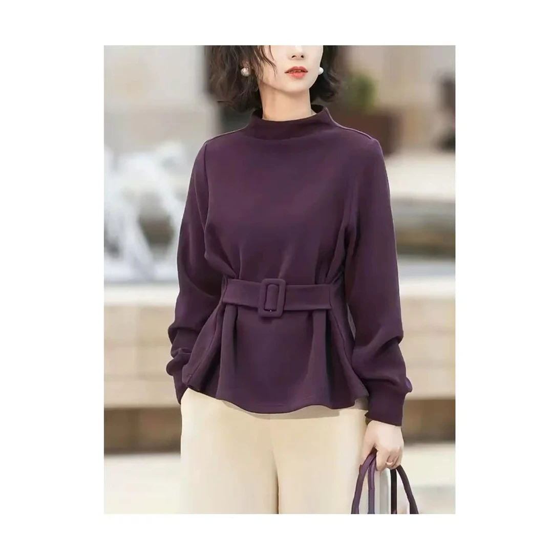 【紫檀】收腰长袖外穿秋冬新款高级感女士减龄洋气上衣