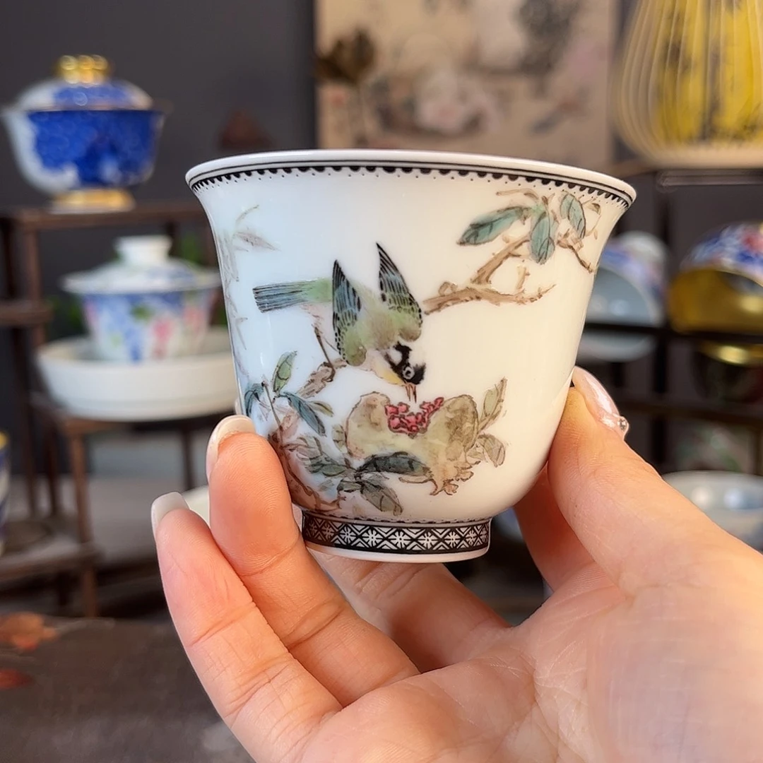 摆件景德镇陶瓷茶杯多人