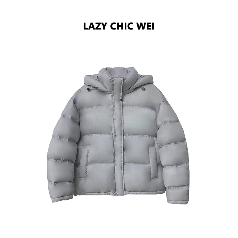 冬季新款面包亮面帽子可脱卸撞色外套CJ608