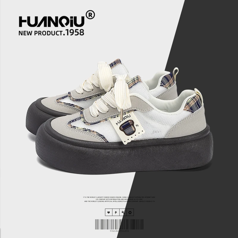 环球百搭板鞋女2025新款秋季女鞋网面透气板鞋女港风复古原创鞋女