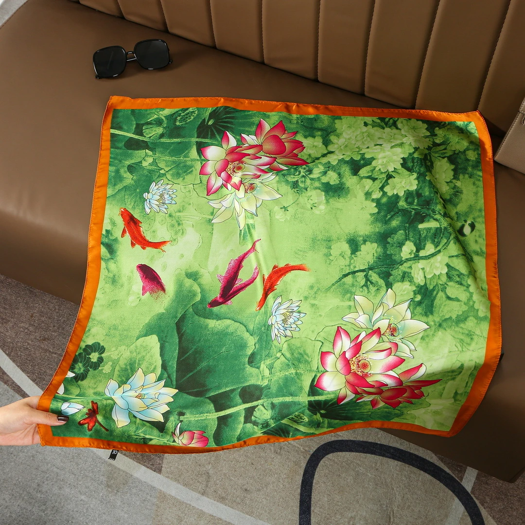 【荷花池】70丝巾围巾披肩小方巾时尚高级感