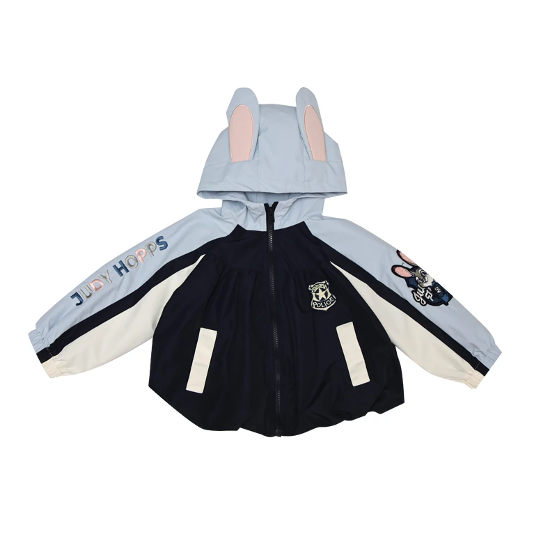 女童朱迪兔子警官长袖外套新款洋气小女孩休闲连帽外穿秋装外搭潮