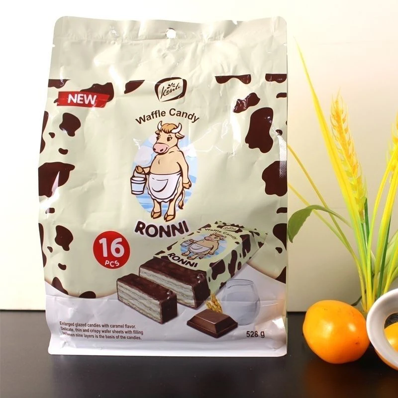 大牛威化饼干KONTI巧克力味威化饼干528克1袋俄罗斯进口包邮