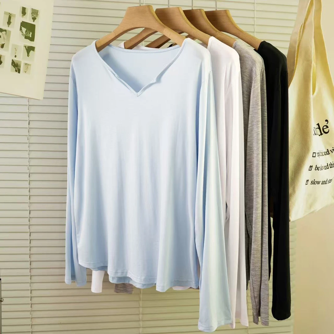【重磅94.6%莱赛尔纤维】慵懒风长袖冰感面膜超薄T恤防晒衣空调罩衫