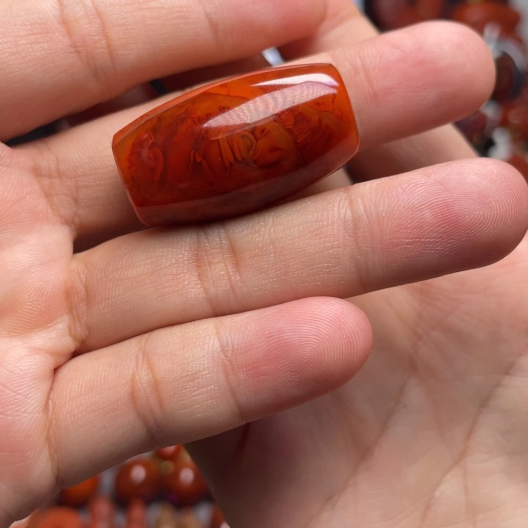 【闪购商品】未镶嵌虎皮火焰纹桶珠南红玛瑙