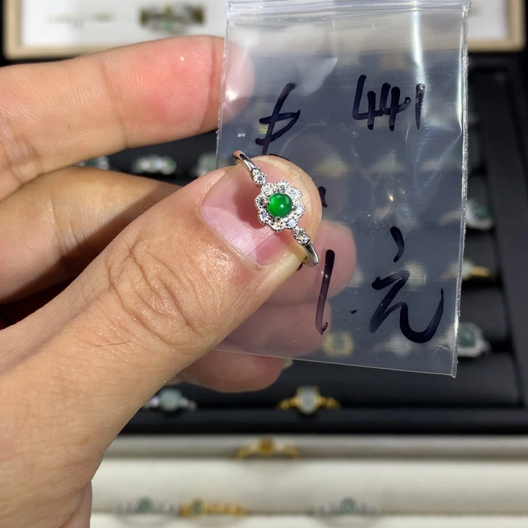 ****y翡翠银S925镀金镶嵌戒指441