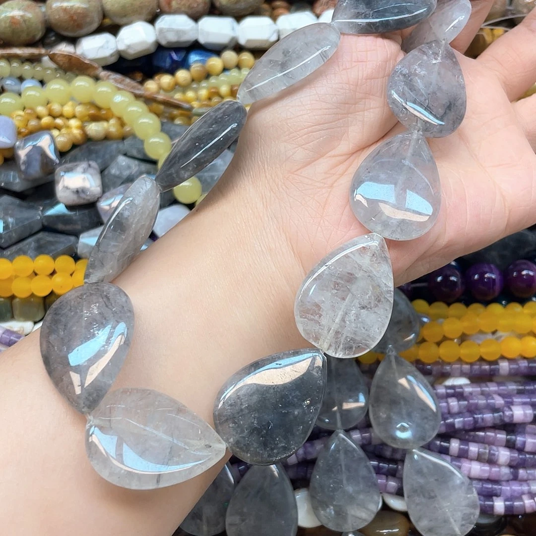 玛瑙/玉髓合金珠宝半成品云水晶水滴卡25