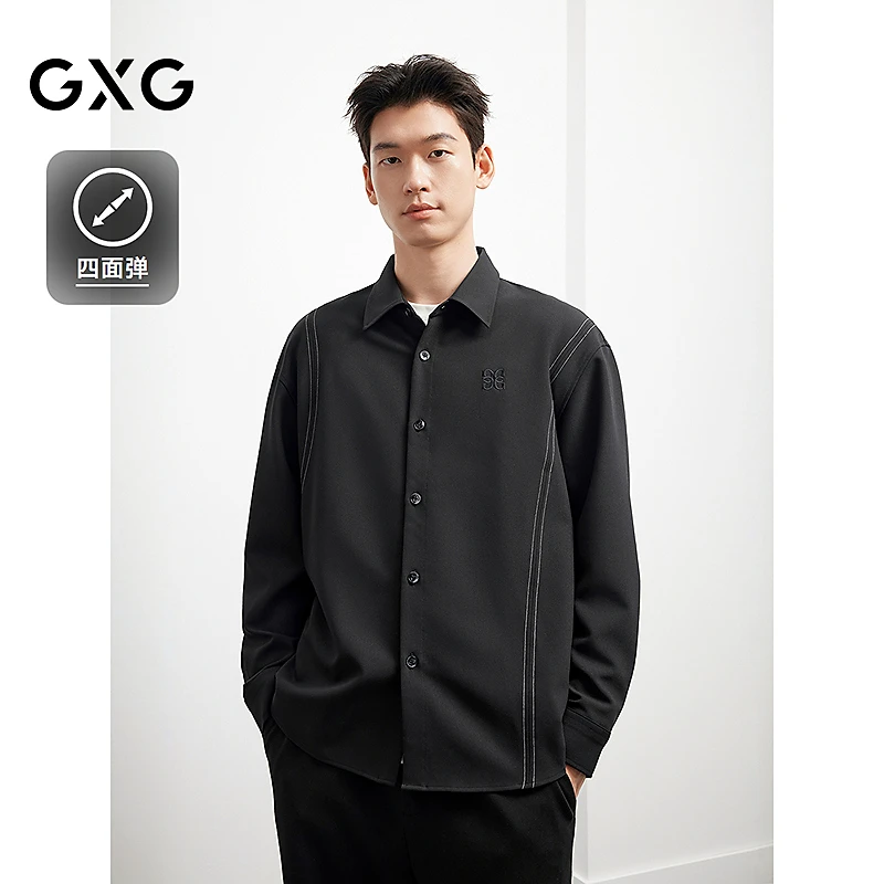 【新品】GXG男装 休闲衬衫25年秋新款明线休闲外套宽松 #G25D033055