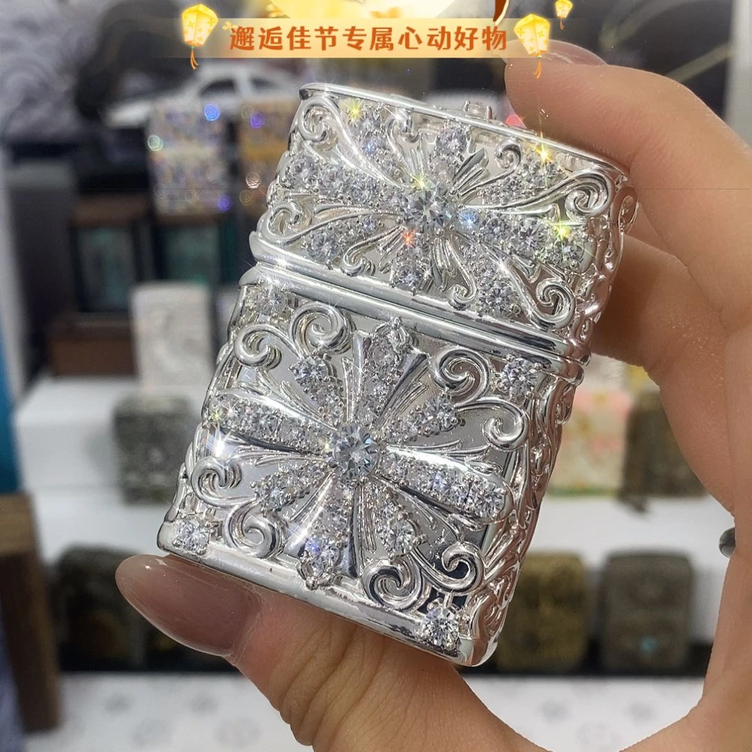 铜壳***1镀银克罗心带礼盒礼袋油火石礼包