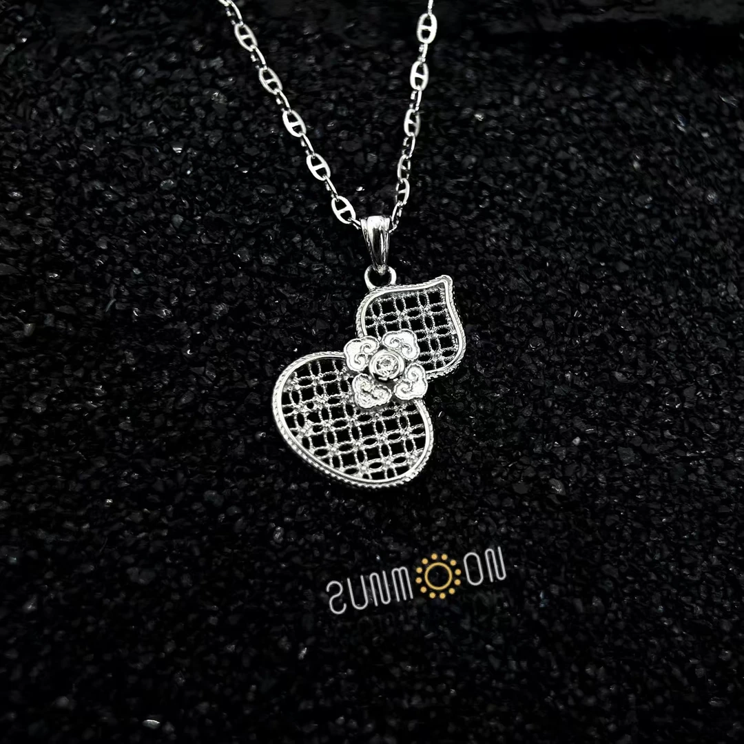 坠链均925银 SUNMOON如意蕾丝葫芦纯银项链送女友时尚百搭精致