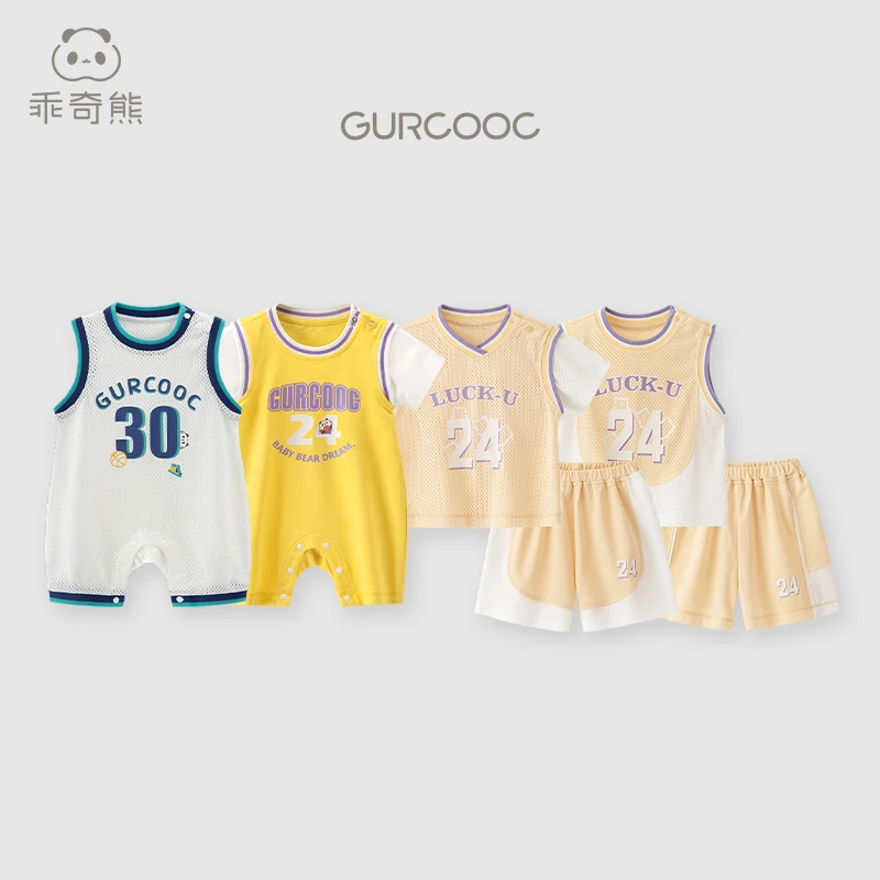 【断码球服哈衣】 乖奇熊宝宝短袖连体哈衣纯棉薄款婴儿夏撞色洋气