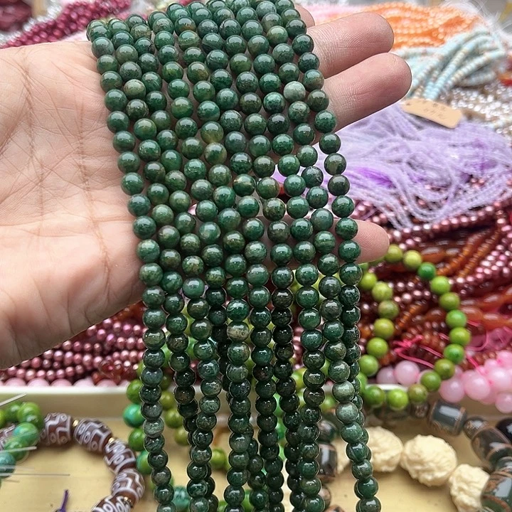 玛瑙/玉髓珠宝半成品未镶嵌2条6mm绿云母