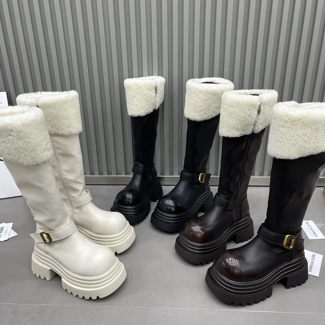 【8厘米】时装靴靴子长靴厚底长筒百搭冬季中筒不过膝