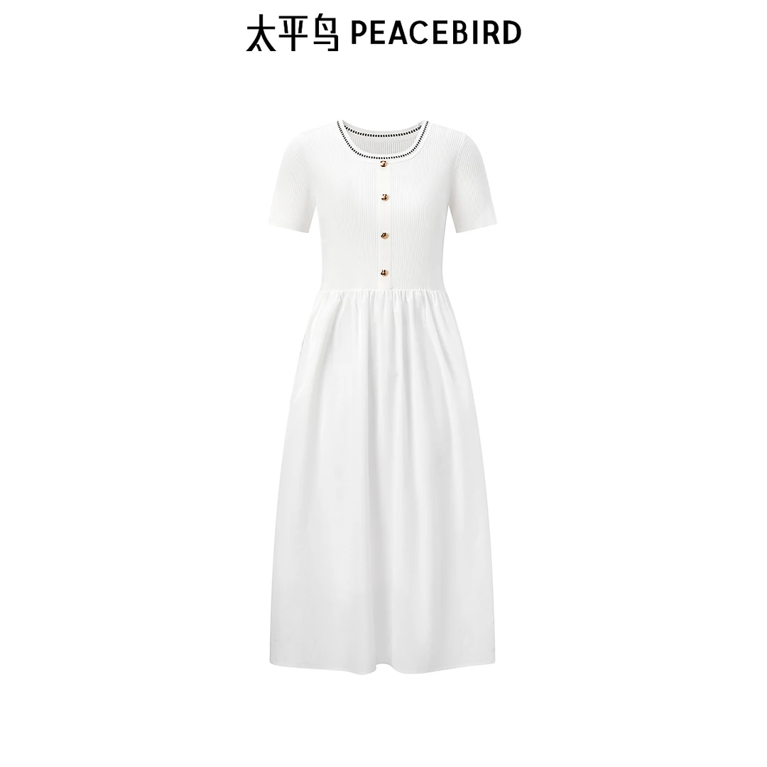 【欧莉专属】太平鸟女装夏季新款优雅拼接连衣裙A1FAE2237