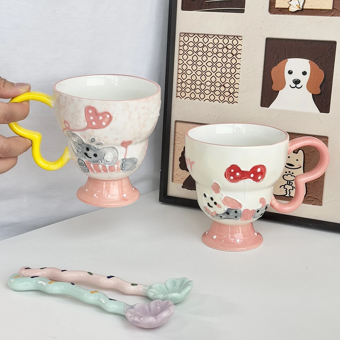 可爱马克杯创意高颜值杯子情侣办公室水杯家用陶瓷杯女生咖啡杯