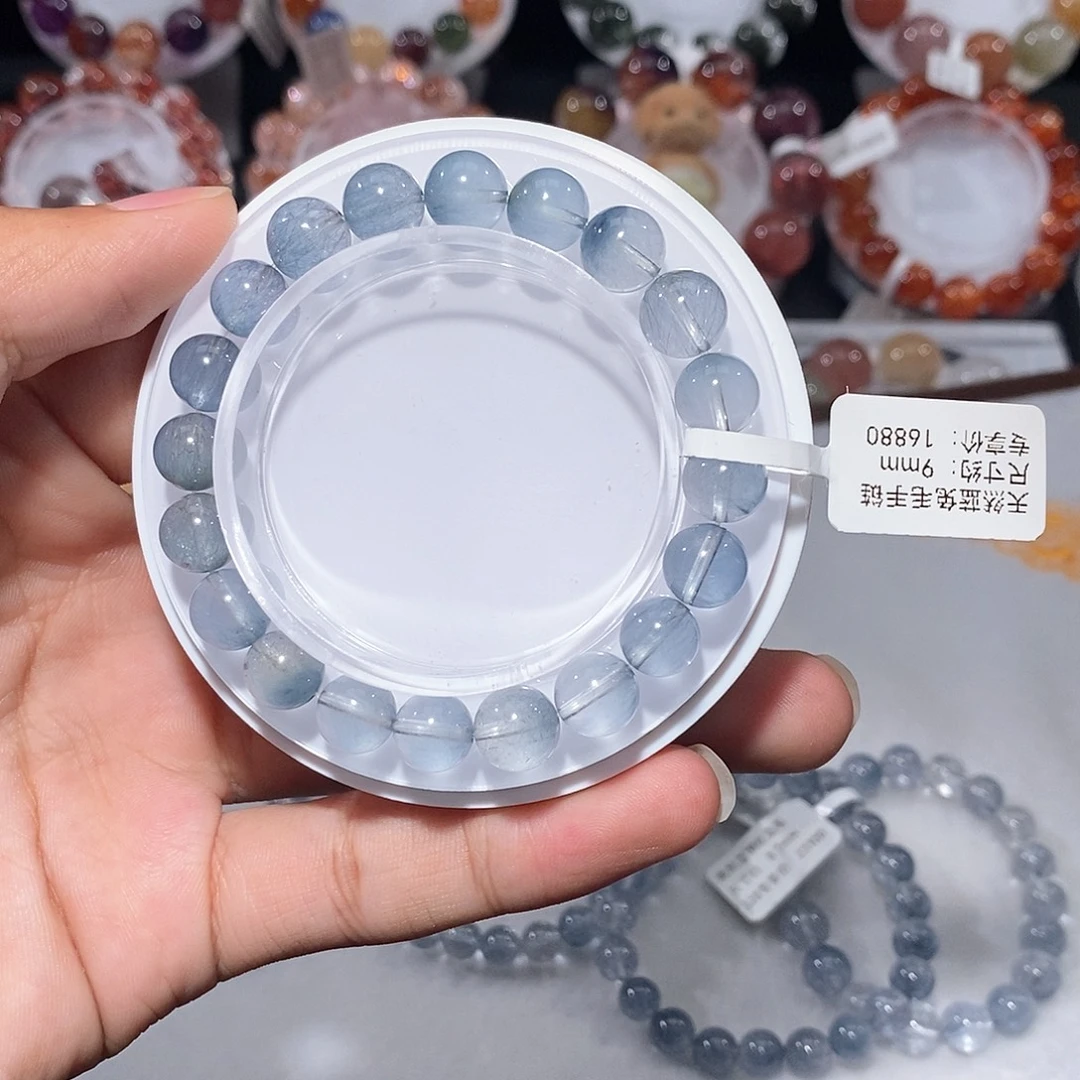 水晶未镶嵌手链蓝兔毛