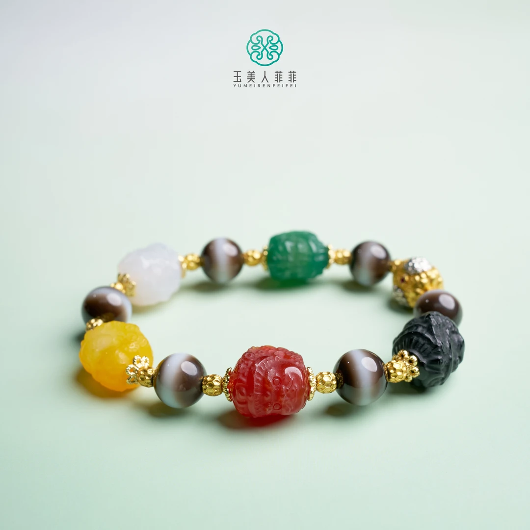 石惑珠宝-玛瑙财财多宝手串约10mm