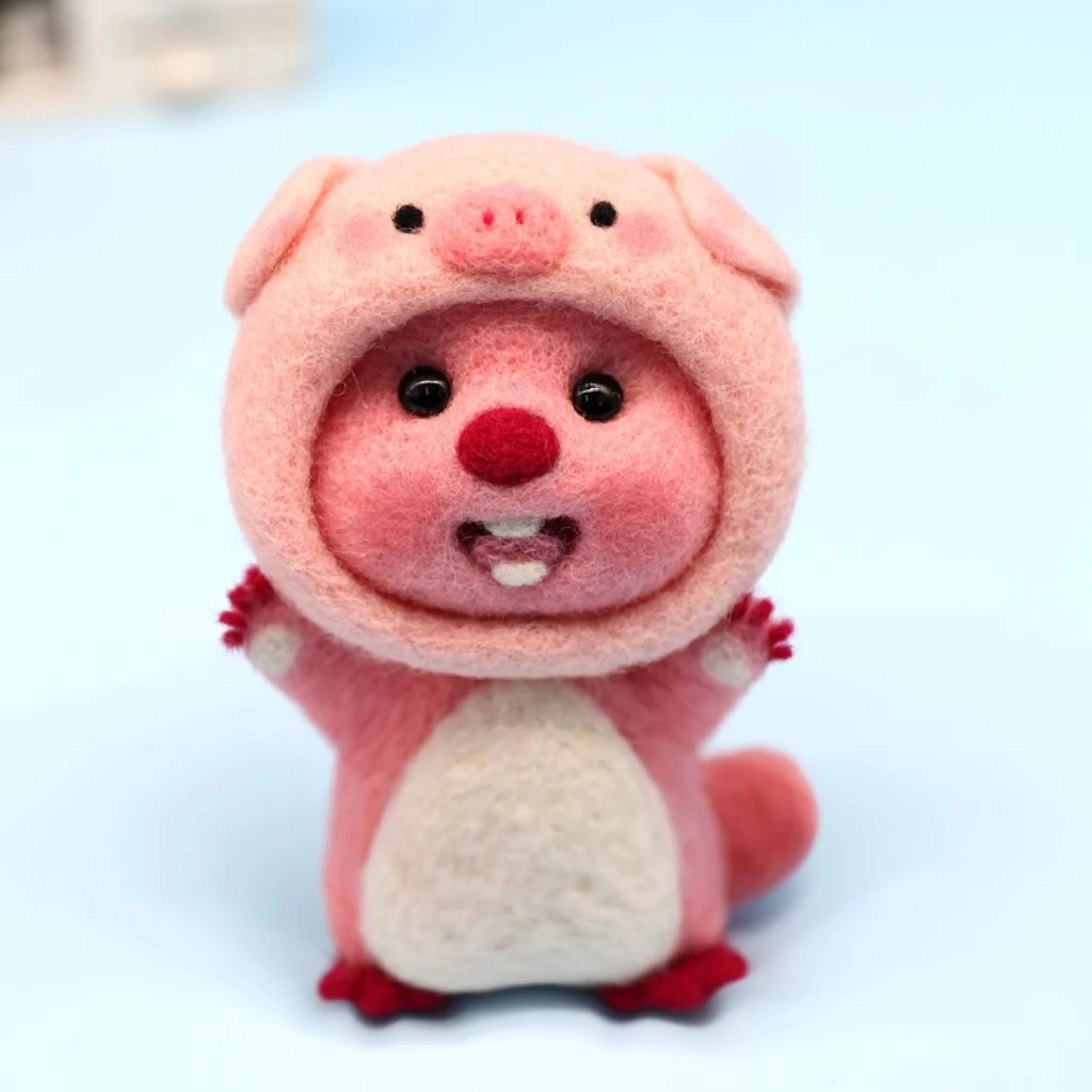 羊毛毡戳戳乐 手工DIY材料包小海狸背影果赖材料挂件钥匙扣