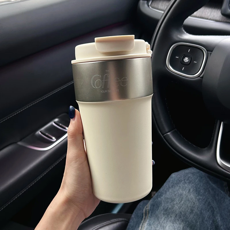 简约保温杯2025新款高颜值陶瓷内胆咖啡杯子车载便携随行双饮水杯