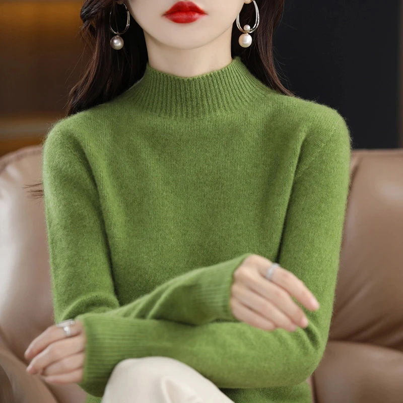 【一线成衣】2024秋冬新款半高领女经典百搭款针织打底衫