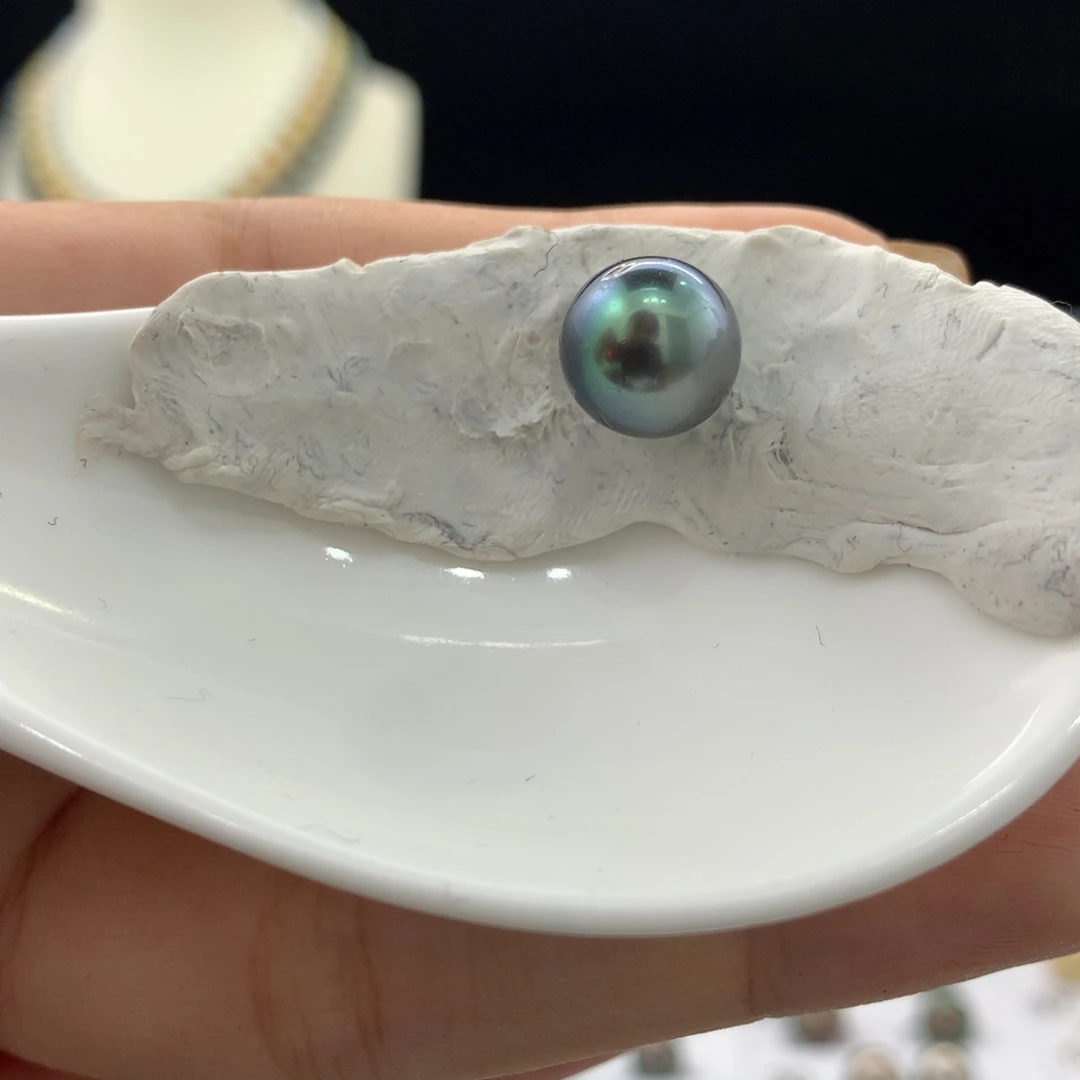 未镶嵌裸珠定制海水珍珠10.1-10.3mm电光蓝微瑕
