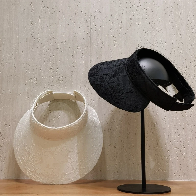 网纱褶皱大檐空顶帽子女24春夏遮阳防晒防紫外线出游高级感太阳帽