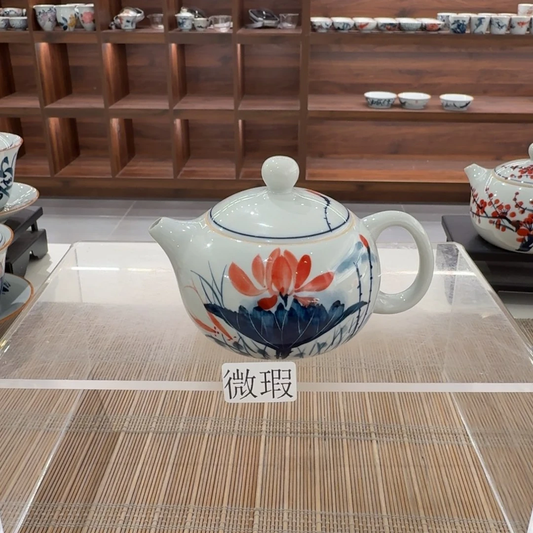 釉下手绘茶具微瑕