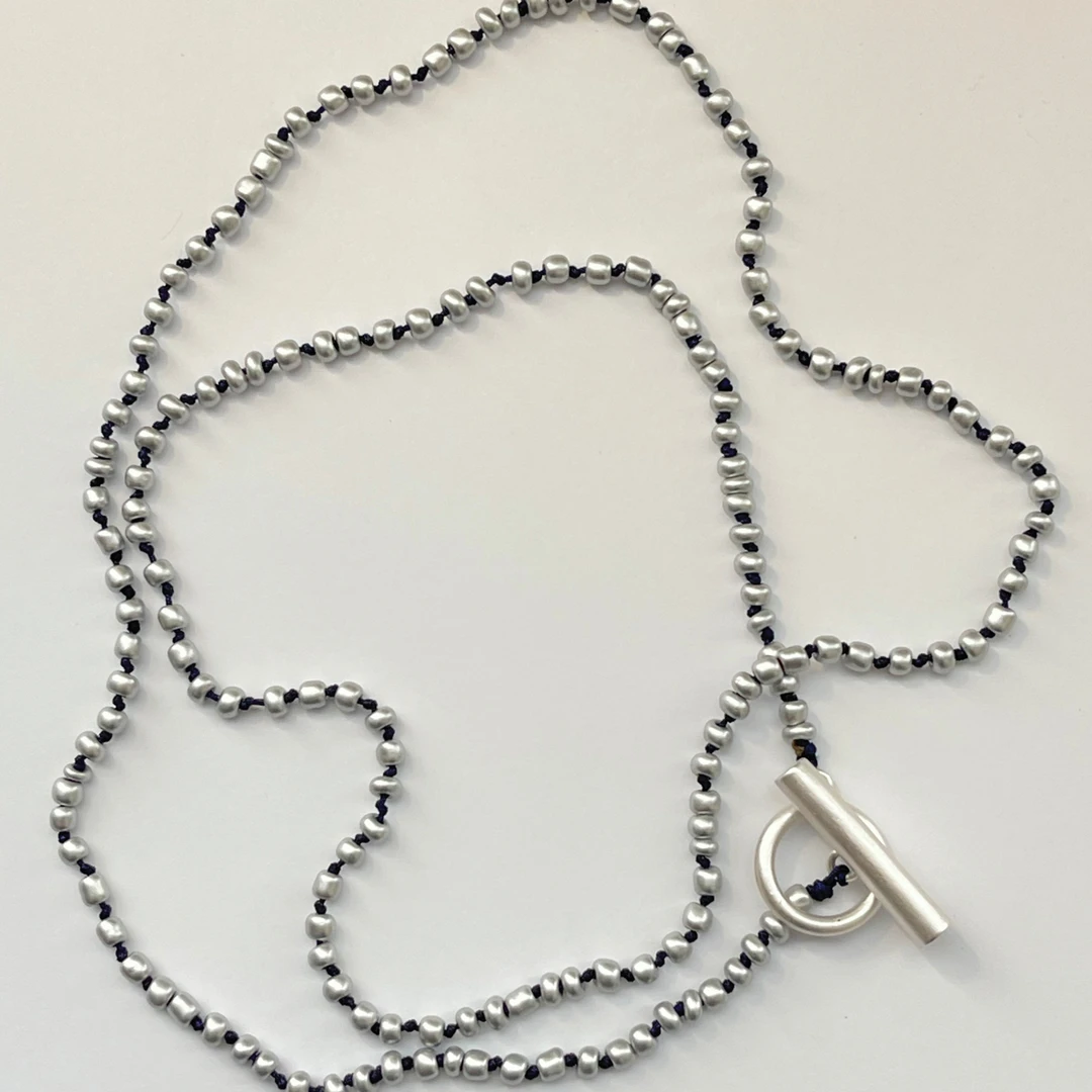 铜合金玻璃项链 Ins风小众设计感米珠简约复古长款锁骨链百搭饰品