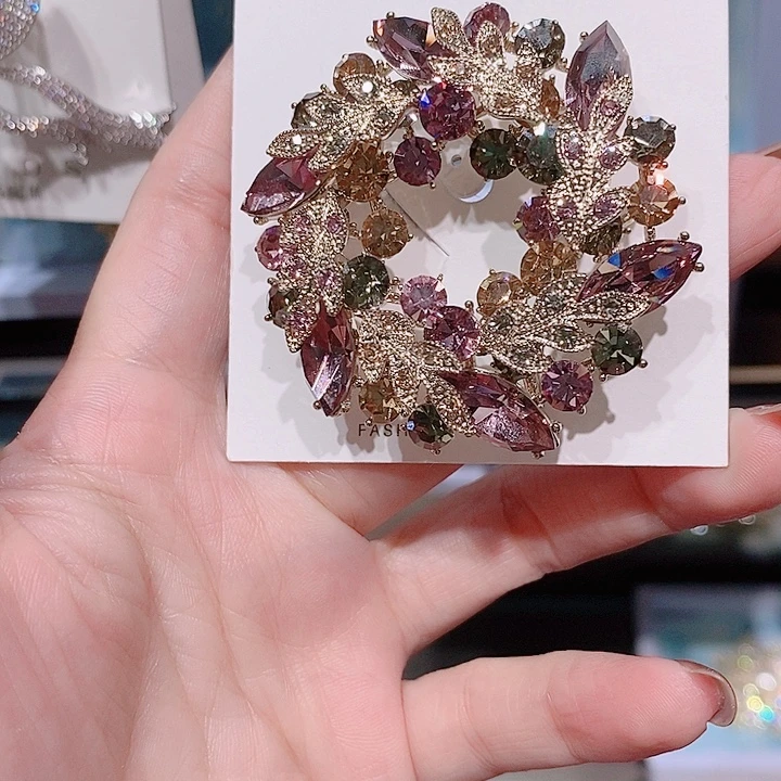 锆石铜合金紫荆花胸针 大号