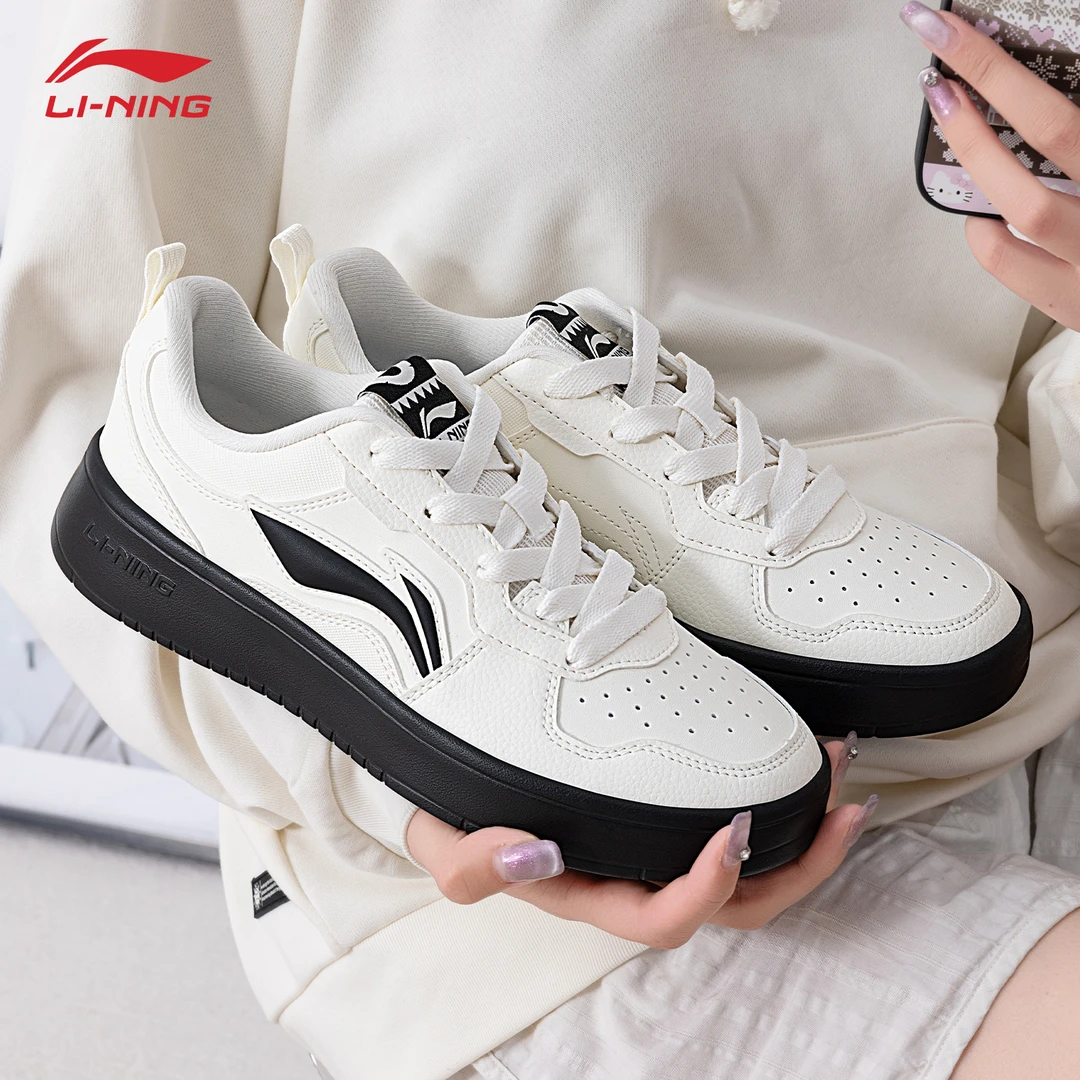 李宁初云女款鞋子板鞋春季新款低帮轻便运动鞋黑白百搭潮鞋休闲鞋