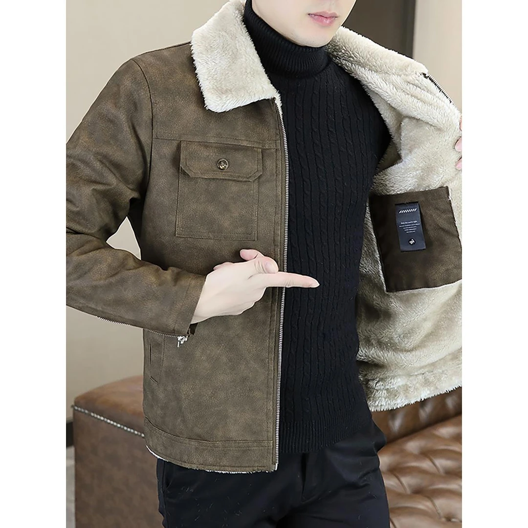 潮牌高档男装秋冬季新款酷帅百搭爆款夹克外套男士保暖翻领上衣男