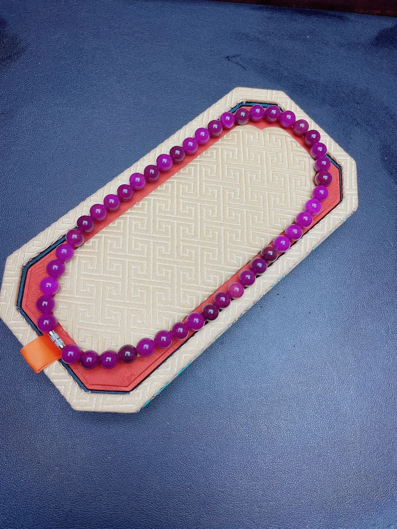 紫色10mm圆珠DIY项链Q38