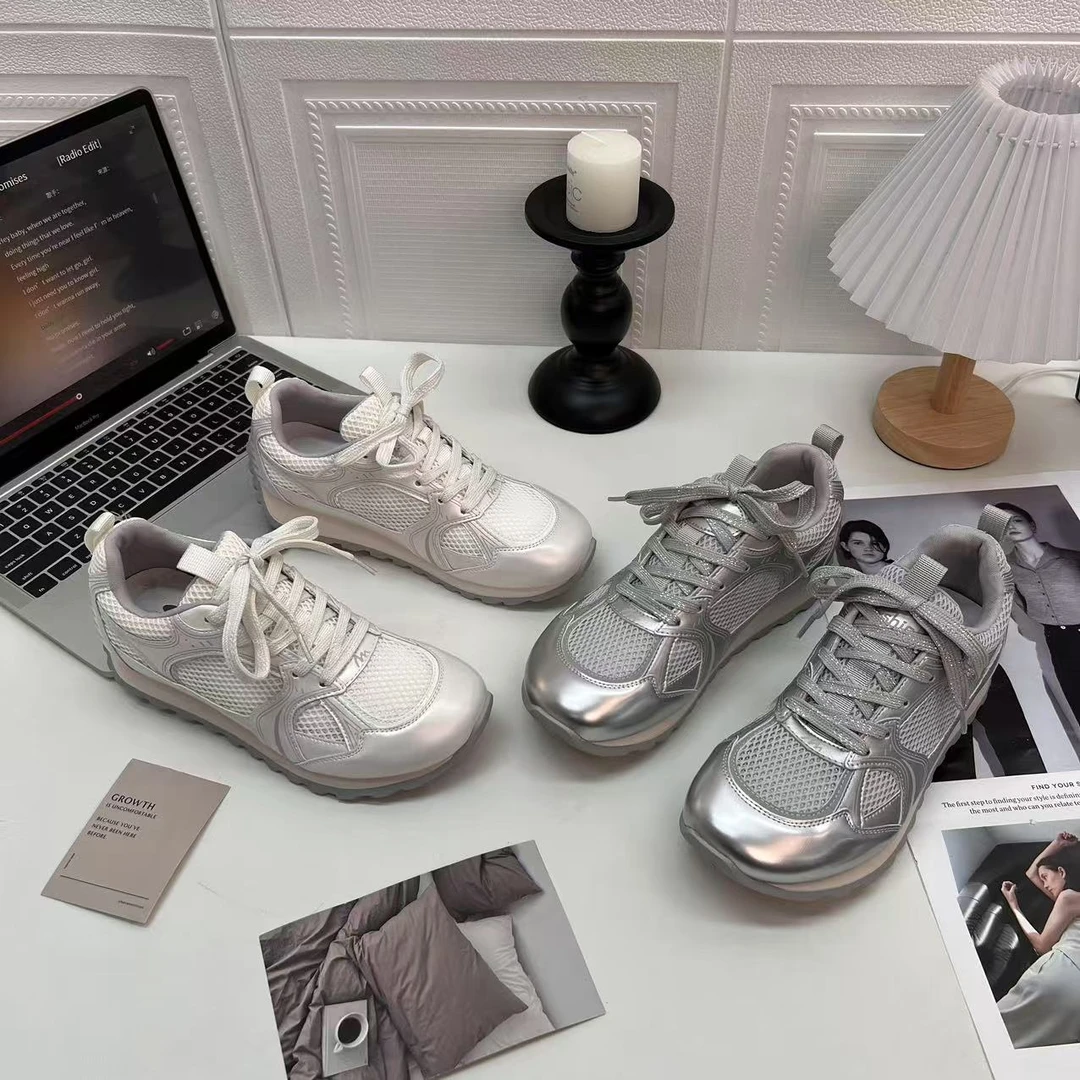 2025春季新款时尚百搭厚底增高透气网面休闲鞋 2329